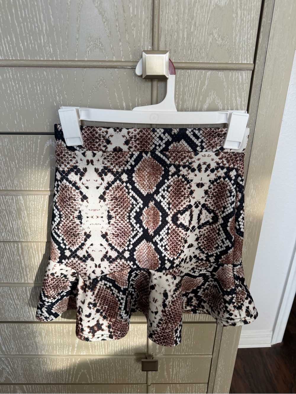 Nasty Gal Black, Brown & Cream Snake-Print Mini Skirt